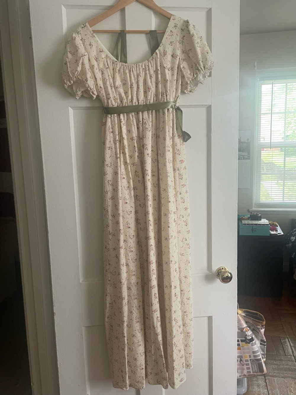Nuoqi Regency Dresses for Women Floral Regency Era Dress - L